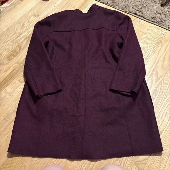 Chico’s Boiled Wool Purple Pea Coat Duster Sweater Pocket Sz 4 XXL - Picture 7 of 9